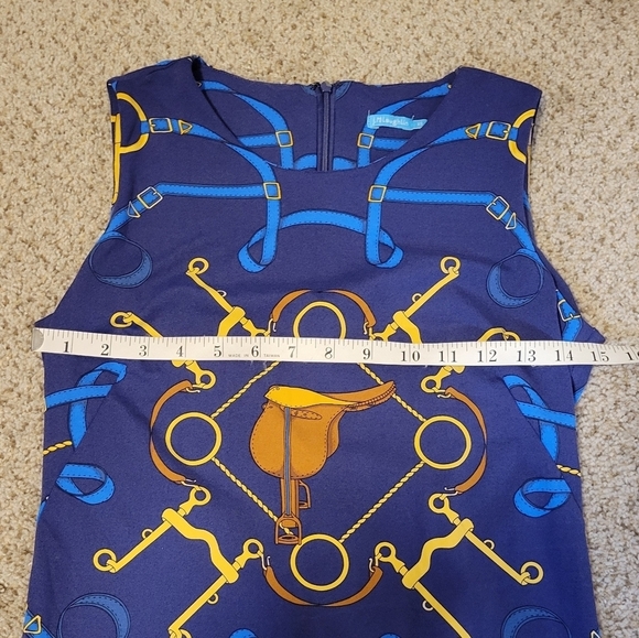 J. McLaughlin Catalina Cloth Horse Bit Equestrian Saddle Western Con Swing Dress - Picture 8 of 11